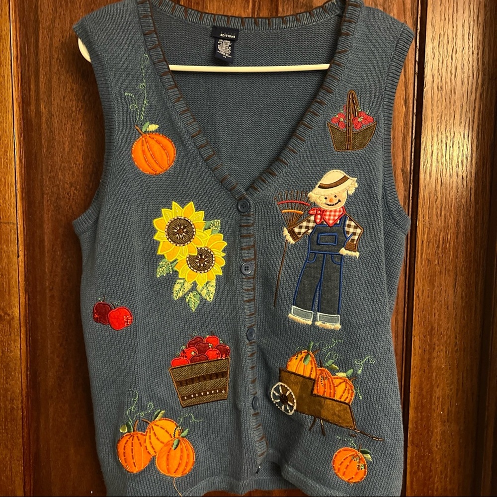 Vintage Capacity Fall / Harvest Inspired Sweater Vest Women’s Size large
